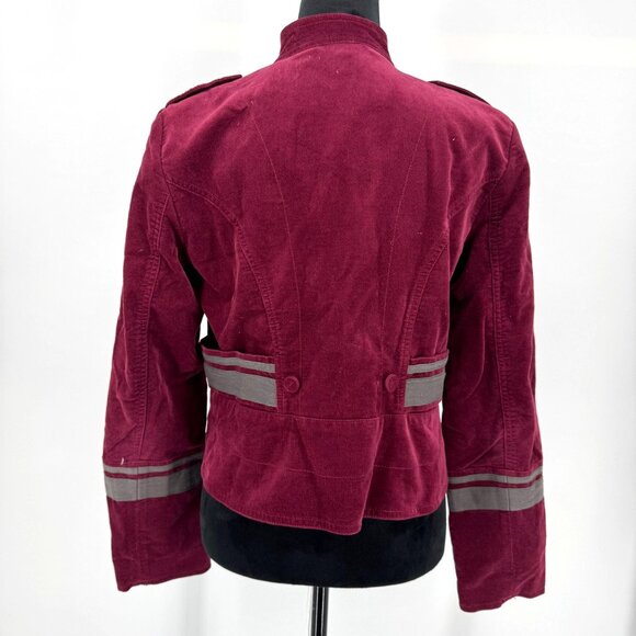 Sundance Womens Velvet Furlough Jacket Size M‎ Burgundy Military Style Striped - Picture 5 of 6